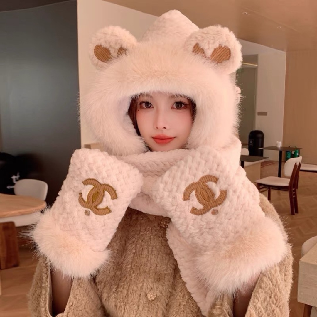 香奈儿小熊帽子套装帽子➕围巾➕手套】经典套装帽子！暖暖哒超级舒服～多多款式，欢迎选择!