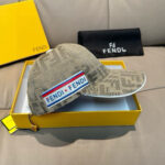 Comes with a box bag and Fendi's new original baseball cap, featuring a double F jacquard pattern. It is a hot selling item at the counter and has an excellent reputation for its retro double F jacquard pattern. The 1:1 mold is customized with the original jacquard sail fabric and top layer cowhide, making it lightweight and breathable! Excellent quality, basic head circumference of 56, adjustable patch, must buy item as shown in the picture! - Image 3