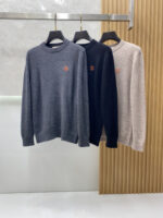 Hermes 2025ss Autumn/Winter New Product Fashionable and Casual Bottom Single Wear Round Neck Business and Leisure Basic High end Knitted 100% Pure Wool Sweater Comfortable and Warm! anti-pilling 👍🏼 Non irritating to the skin, suitable for close fitting, luxurious classic element design! There isn't much complicated craftsmanship involved, just the fusion of design and material. Simple European style autumn and winter essential counter size: M-3XL - Image 8