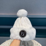 Fendi Fendl 2025 New Knitted Hat Women's Winter Cute Woolen Ball Hoodie Warm and Velvet Ear Protection Hoodie Lei Feng Hat - Image 8