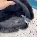 Fendi Fendl 2025 New Knitted Hat Women's Winter Cute Woolen Ball Hoodie Warm and Velvet Ear Protection Hoodie Lei Feng Hat - Image 7
