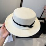 💰 whiteGucci new wool top hat, flat top hat, made of 100% wool fabric 🦙%， Head circumference 57cm - Image 5