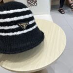 💰rada普拉达2025新款条纹针织渔夫帽女秋冬季日系复古百搭显脸小毛线帽大头围水桶帽子 - Image 6