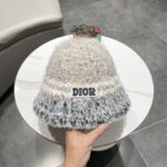 dior迪奥2025新款大头围渔夫帽子女秋冬季保暖针织帽防寒护耳毛绒显脸小潮 - Image 4