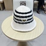 💰rada普拉达2025新款条纹针织渔夫帽女秋冬季日系复古百搭显脸小毛线帽大头围水桶帽子 - Image 2