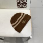 Dior迪奥小众条纹秋冬保暖毛线帽女2025新款显脸小撞色针织帽时尚冷帽 - Image 4