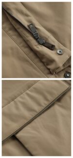 🆕- This collared cotton jacket takes business and casual wear to a new levelDo you want a jacket that can handle various occasions with ease? This lapel jacket perfectly balances the needs of business and leisure with a sharp cut and exquisite details. The 100% polyester twill fabric gives this jacket just the right amount of elasticity and stiffness, without being as restrained as traditional suit jackets, while maintaining a sleek silhouette. The 60g insulation cotton filled inside provides enough warmth even in late autumn and early winter weather, without appearing bulky at all.The most attractive feature of this jacket is its seemingly low-key yet intricate detail design. The classic lapel design continues the usual elegant genes, while the hidden size 5 metal zipper paired with a double four fold placket ensures both convenience in wearing and maintains a simple and smooth appearance. The electroplated gun colored zipper head seamlessly blends with the overall color tone, making it almost imperceptible from a distance. This attention to detail is the essence of luxury brands.The functionality is equally surprising. The dual pocket design on the front side - a combination of vertical digging and lateral opening pockets, meets the storage needs of different items. The widened edge of the bag cover is embedded with environmentally friendly microfiber leather of the same color scheme, which not only enhances durability but also inadvertently exudes a sense of luxury. The leather inlay at the bottom of the placket echoes the bag cover, showcasing the designer's insistence on overall aesthetics.The slightly wide silhouette is very friendly to all body types, and there is no sense of restraint during activities. The two-piece back design not only allows for more freedom of movement, but also cleverly incorporates the 232 highway emblem, becoming the most unique identity symbol of the entire jacket. The solid color lining inside is skin friendly and comfortable, making it particularly smooth to put on and take off.Brown tones are warm and elegant, suitable for creating intellectual images; Classic black is timeless and a safe choice for business occasions. Both colors are versatile enough to easily handle anything from formal meetings to weekend dates. The most important thing is that this jacket requires almost no special care, and the properties of the polyester fiber fabric keep it stiff and stylish at all times.This work interprets the essence of modern business casual wear - maintaining a professional image while also considering daily comfort. The hidden zippers, inlaid leather details, and unique back design silently enhance the wearing experience. It is not the kind of item that highlights its value through a striking logo, but rather impresses those who truly understand the industry with its practicality and exquisite craftsmanship.Color: Brown, Black174-140 upper body size LSize: M-XXXL (48-56)Style number: FXHM8601Size M Chest circumference 116 Shoulder width 48.4 Sleeve length 60 Clothing length 66Size L Chest circumference 120 Shoulder width 49.6 Sleeve length 61.5 Clothing length 67.5XL Chest Size 124 Shoulder Width 50.8 Sleeve Length 63 Clothing Length 69XXL chest circumference 128 shoulder width 52 sleeve length 63.5 clothing length 70XXXL bust circumference 132 shoulder width 53.2 sleeve length 64 garment length 71 - Image 8