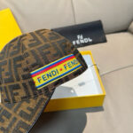 Comes with a box bag and Fendi's new original baseball cap, featuring a double F jacquard pattern. It is a hot selling item at the counter and has an excellent reputation for its retro double F jacquard pattern. The 1:1 mold is customized with the original jacquard sail fabric and top layer cowhide, making it lightweight and breathable! Excellent quality, basic head circumference of 56, adjustable patch, must buy item as shown in the picture! - Image 3