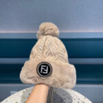 Fendi Fendl 2025 New Knitted Hat Women's Winter Cute Woolen Ball Hoodie Warm and Velvet Ear Protection Hoodie Lei Feng Hat - Image 6