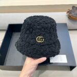Gucci渔夫帽女秋冬季韩版大头围毛绒保暖护耳帽显脸小防风水桶盆帽 - Image 8