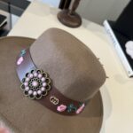 💰Gucci new wool top hat, flat top hat, made of 100% wool fabric 🦙%， Head circumference 57cm - Image 6