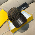 Comes with a box bag, Fendi's new original single baseball cap, double F-flower patchwork leather, full of retro charm, 1:1 mold customization, original canvas material+top layer cowhide, pure cotton lining, lightweight and breathable! Excellent quality, basic head circumference of 56, adjustable patch. - Image 2